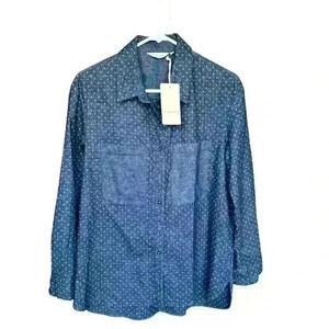 tylho denim polka‎ dot cotton Long  sleeve shirt dark blue size S